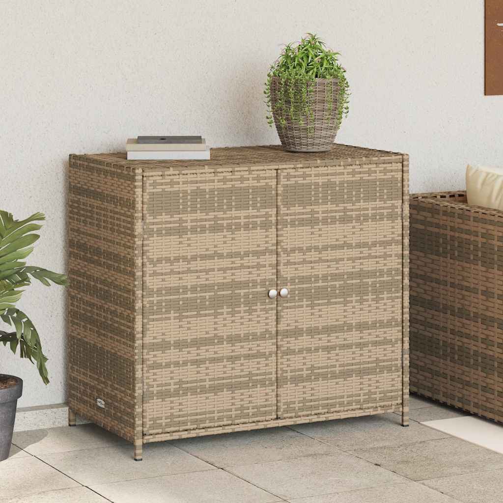 vidaXL Ντουλάπι Αποθήκευσης Κήπου Beige 83x45x76 εκ. Συνθετικό Ρατάν