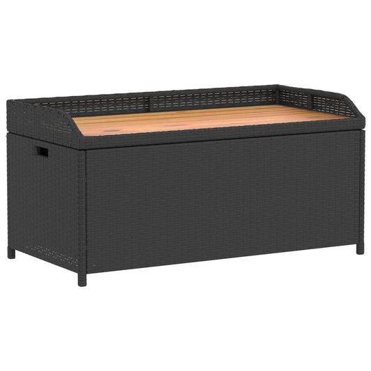 vidaXL Πάγκος Αποθ. Κήπου Μαύρος 100x50x52εκ. Συνθ. Ρατάν/Ξύλο Ακακίας