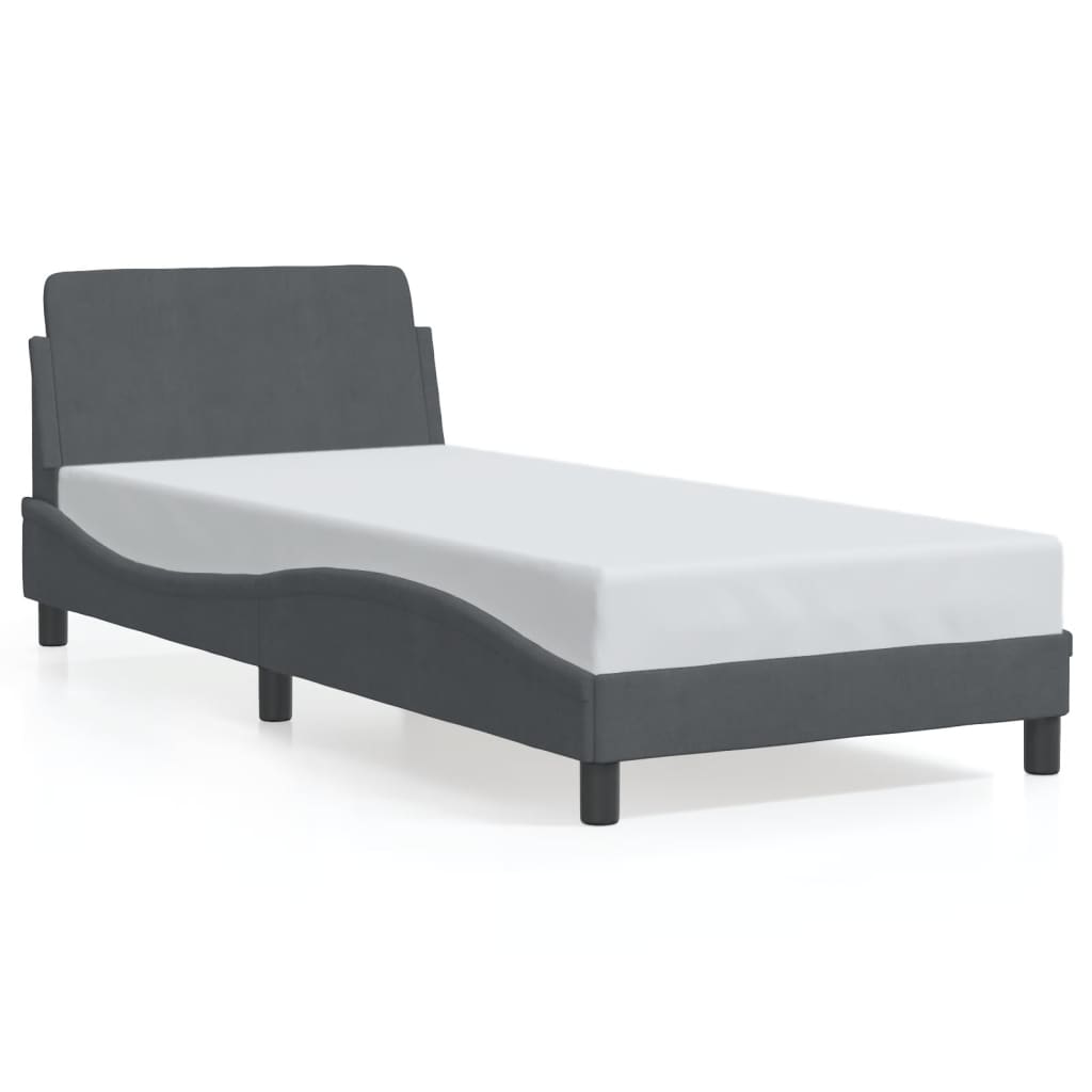 vidaXL Σκελετός Κρεβατιού Dover Σκ. Γκρι 90x190 εκ. Βελούδινο