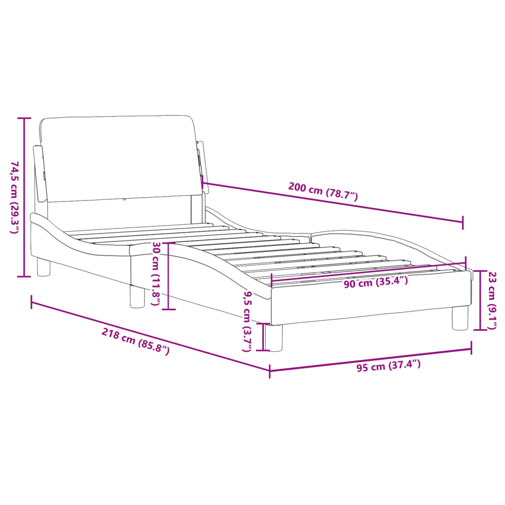 vidaXL Σκελετός Κρεβατιού Dover Σκ. Καφέ 90x200 εκ. Υφασμάτινο