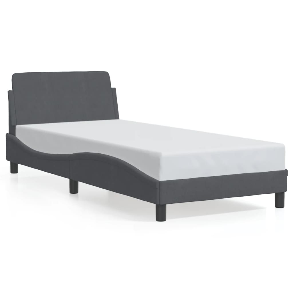 vidaXL Σκελετός Κρεβατιού Dover Σκ. Γκρι 90x200 εκ. Βελούδινο