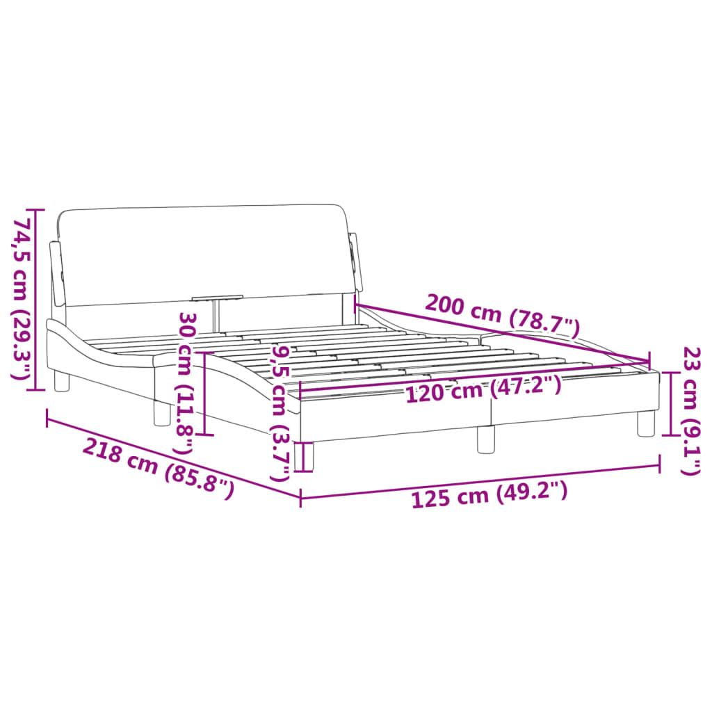 vidaXL Σκελετός Κρεβατιού Dover Taupe 120x200 εκ. Υφασμάτινο