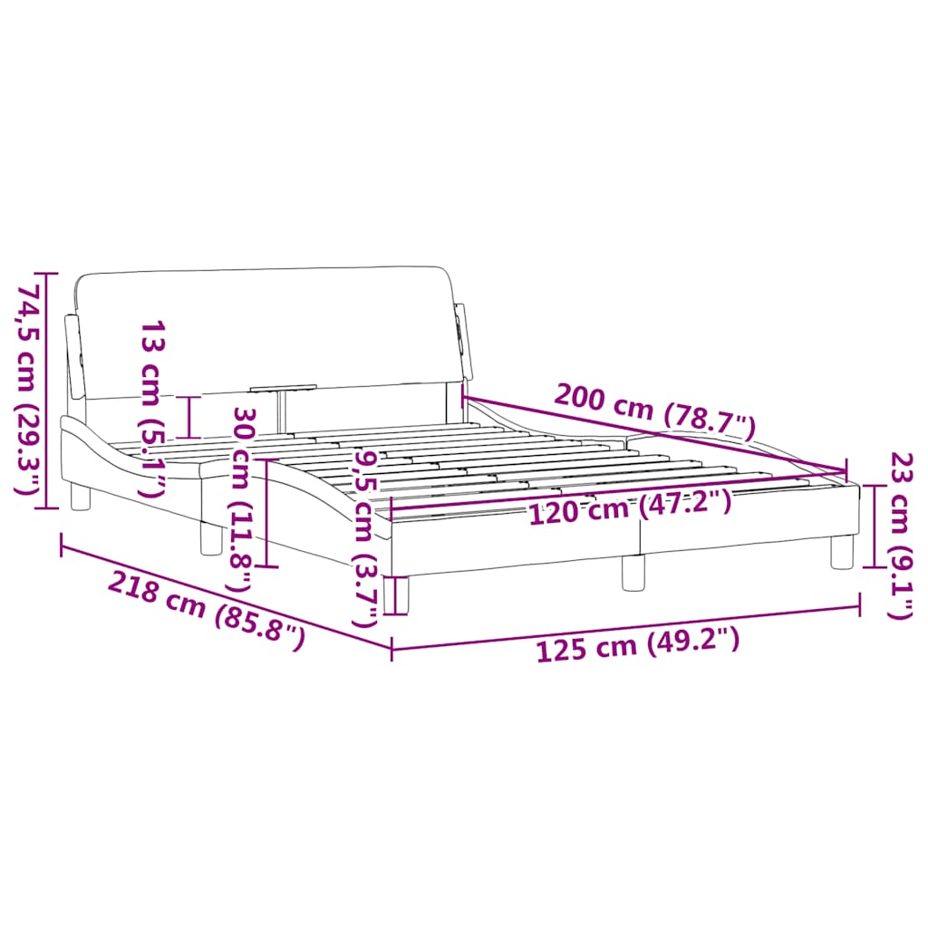 vidaXL Πλαίσιο Κρεβατιού με Κεφαλάρι Dover Μπλε 120x200 εκ. Βελούδινο