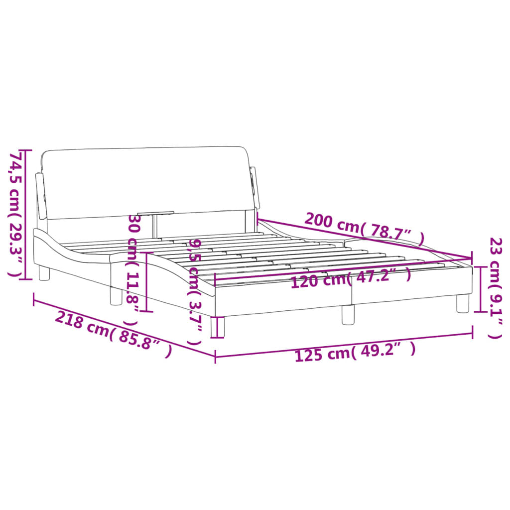 vidaXL Πλαίσιο Κρεβατιού Dover Γκρι 120x200 εκ. Συνθετικό Δέρμα
