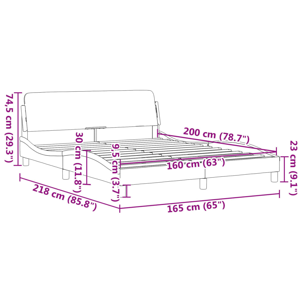 vidaXL Σκελετός Κρεβατιού Dover Αν. Γκρι 160x200 εκ. Βελούδινο
