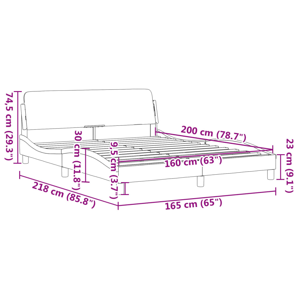 vidaXL Σκελετός Κρεβατιού Dover Μαύρο 160x200 εκ. Βελούδινο