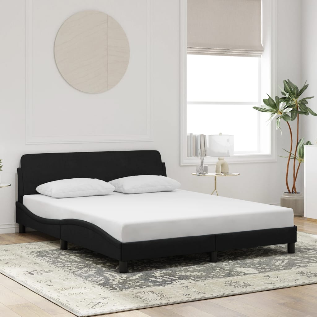 vidaXL Σκελετός Κρεβατιού Dover Μαύρο 160x200 εκ. Βελούδινο