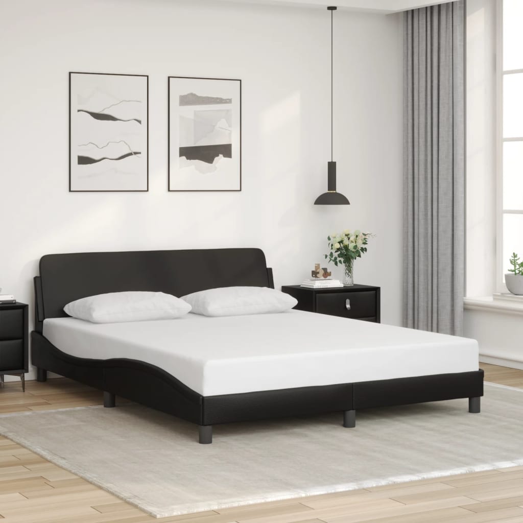 vidaXL Πλαίσιο Κρεβατιού Dover Μαύρο 160x200 εκ. Συνθετικό Δέρμα
