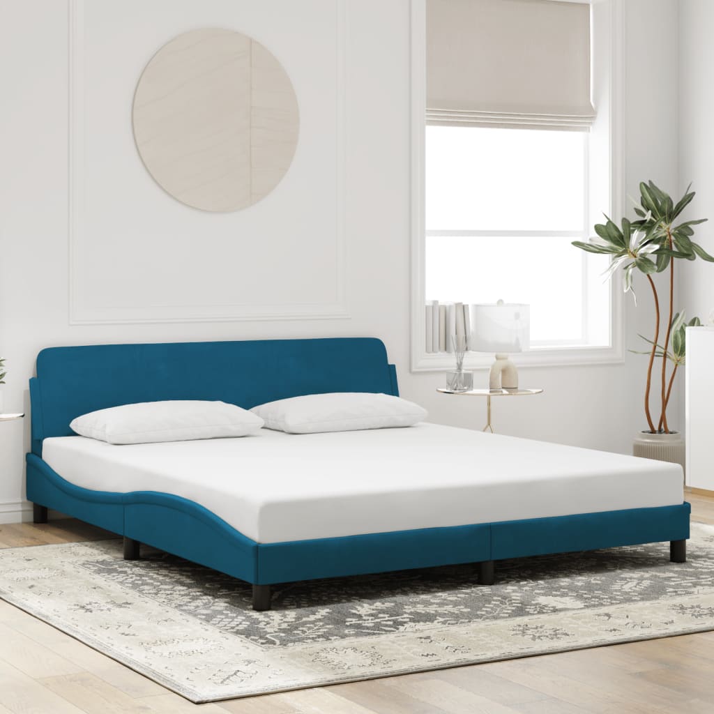 vidaXL Πλαίσιο Κρεβατιού με Κεφαλάρι Dover Μπλε 180x200 εκ. Βελούδινο