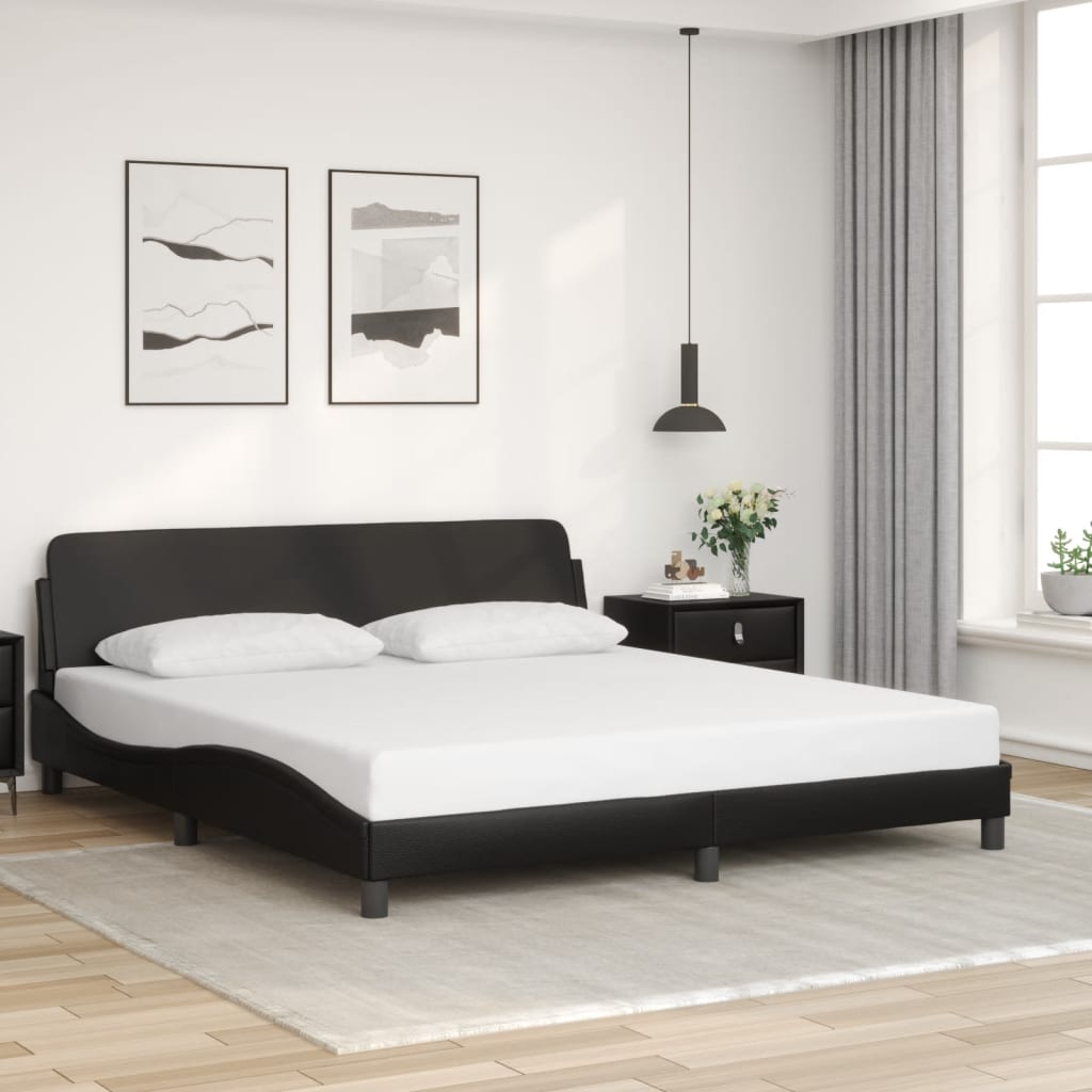 vidaXL Πλαίσιο Κρεβατιού Dover Μαύρο 180x200 εκ. Συνθετικό Δέρμα