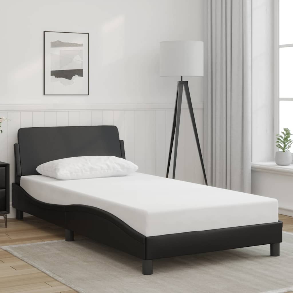 vidaXL Σκελετός Κρεβατιού Dover Μαύρο 100x190εκ.Συνθ. Δέρμα
