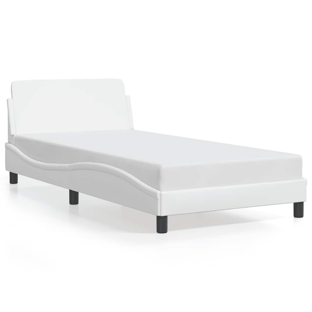 vidaXL Σκελετός Κρεβατιού Dover Λευκό 100x190 εκ.Συνθ. Δέρμα