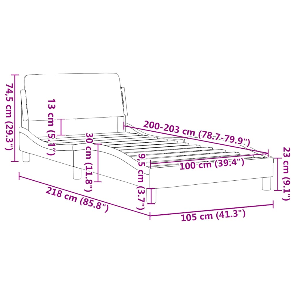 vidaXL Σκελετός Κρεβατιού Dover 100x203 εκ. Συνθετικό Δέρμα