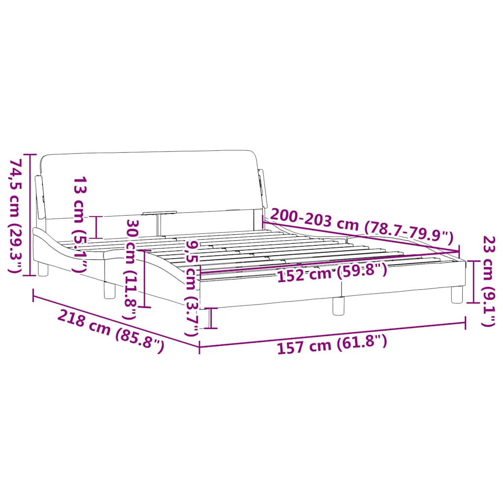 vidaXL Πλαίσιο Κρεβατιού Dover Μαύρο 152x203 εκ. Συνθετικό Δέρμα