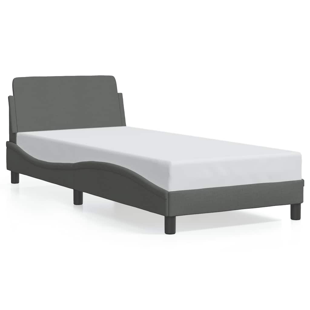 vidaXL Πλαίσιο Κρεβατιού Dover Σκούρο Γκρι 90x190 εκ. Ύφασμα