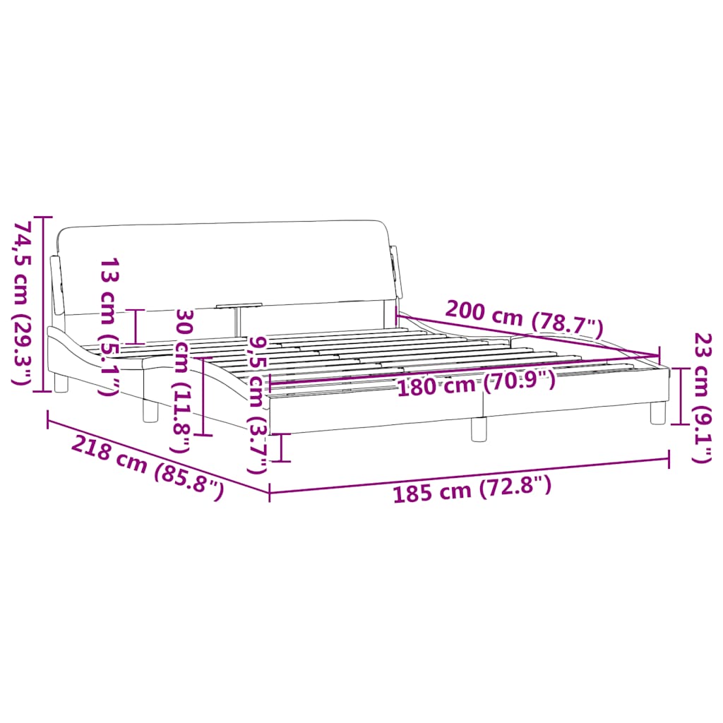 vidaXL Πλαίσιο Κρεβατιού Dover Μαύρο 180x200 εκ. Υφασμάτινο