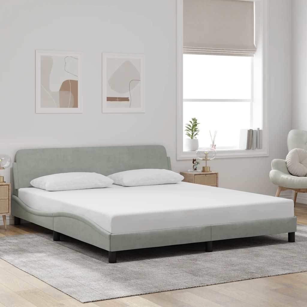 vidaXL Πλαίσιο Κρεβατιού Dover Ανοιχτό Γκρι 180x200 εκ. Βελούδο