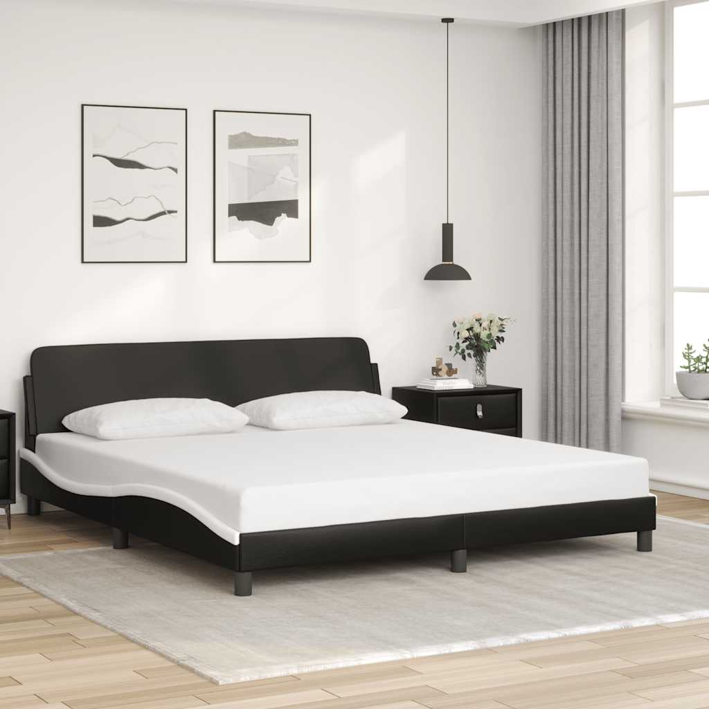 vidaXL Πλαίσιο Κρεβατιού Dover Ασπρόμαυρο 180x200 εκ. από Συνθετικό Δέρμα