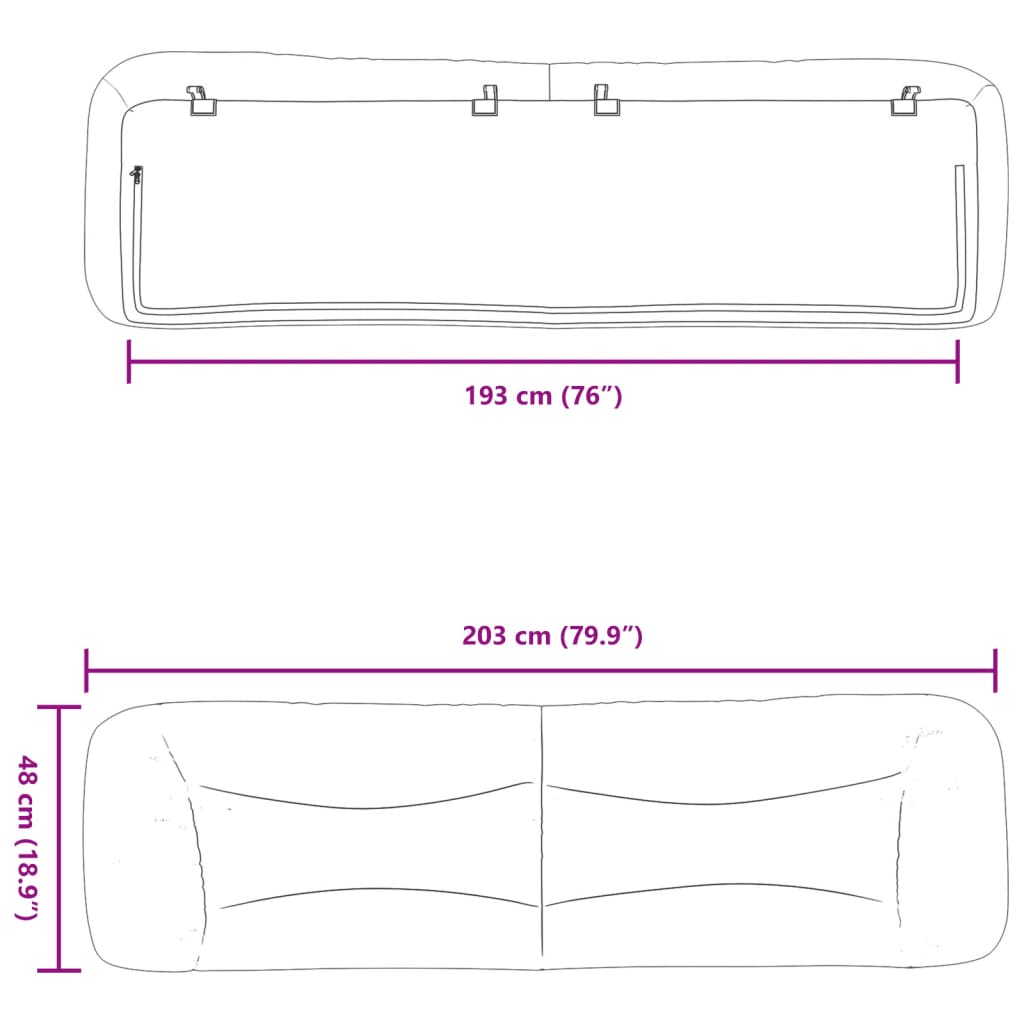 vidaXL Μαξιλάρι για Κεφαλάρι Hvar Μαύρο 193 εκ. από Συνθετικό Δέρμα