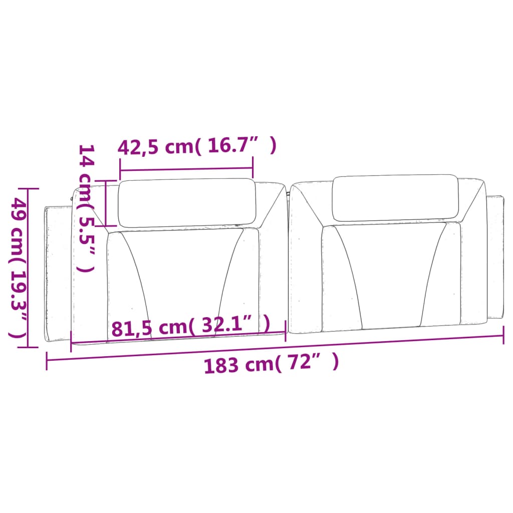 vidaXL Μαξιλάρι για Κεφαλάρι Viana Λευκό 183 εκ. από Συνθετικό Δέρμα