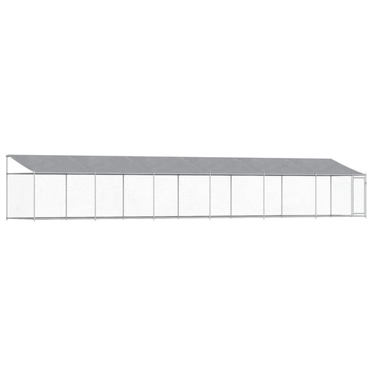 vidaXL Κλουβί Σκύλου με Οροφή και Πόρτες Γκρι 12x2x2 μ. Γαλβ. Χάλυβας