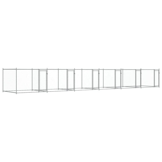 vidaXL Κλουβί Σκύλου με Πόρτες Γκρι 12x2x1,5 μ. Γαλβανισμένος Χάλυβας