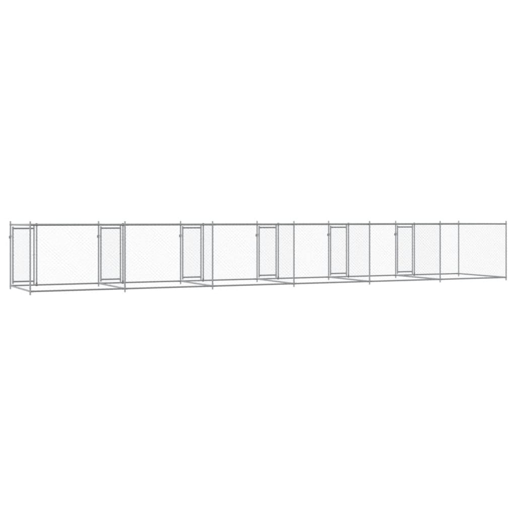 vidaXL Κλουβί Σκύλου με Πόρτες Γκρι 12x2x1,5 μ. Γαλβανισμένος Χάλυβας