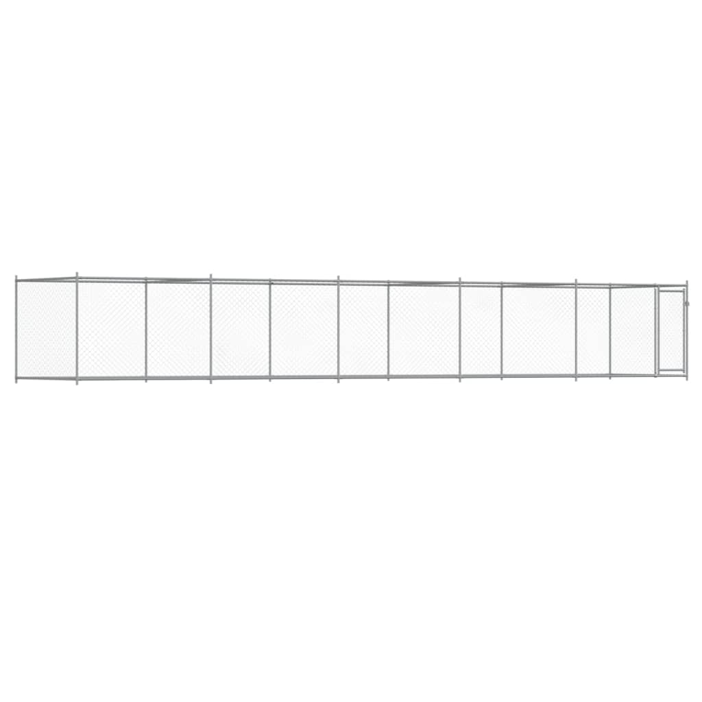 vidaXL Κλουβί Σκύλου με Πόρτα Γκρι 10x2x1,5 μ. Γαλβανισμένος Χάλυβας