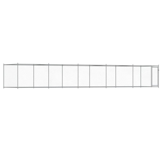 vidaXL Κλουβί Σκύλου με Πόρτα Γκρι 10x2x1,5 μ. Γαλβανισμένος Χάλυβας