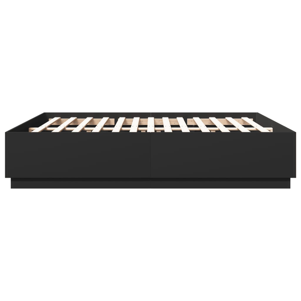 vidaXL Πλαίσιο Κρεβατιού με Φώτα LED Μαύρο 200 x 200 εκ. Επεξ. Ξύλο