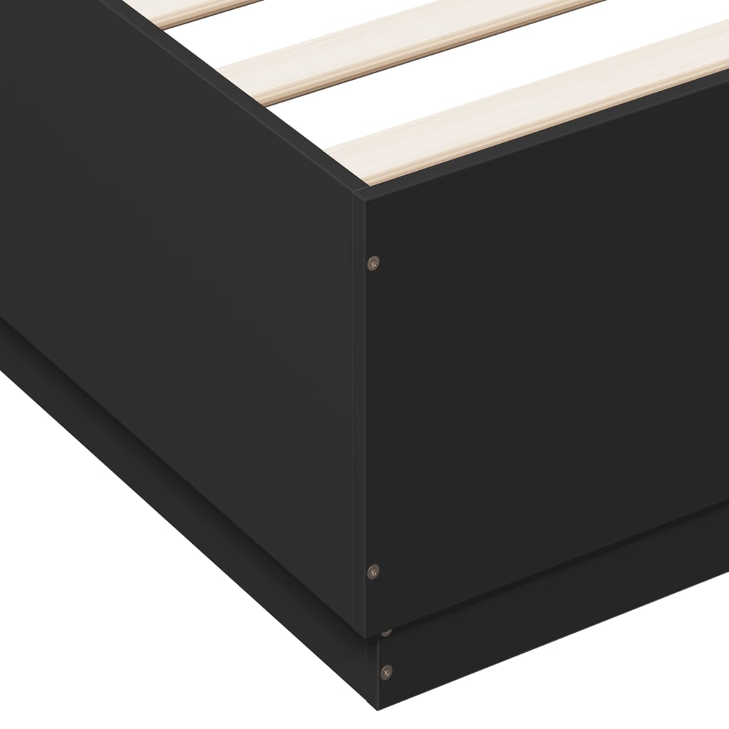 vidaXL Πλαίσιο Κρεβατιού με Φώτα LED Μαύρο 200 x 200 εκ. Επεξ. Ξύλο