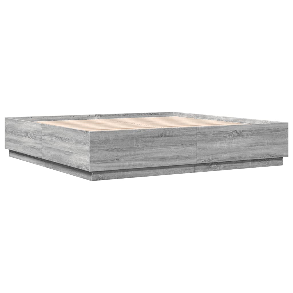 vidaXL Πλαίσιο Κρεβατιού με LED Γκρι sonoma 180x200εκ. Επεξ. Ξύλο