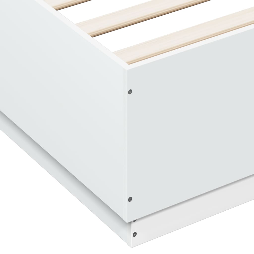 vidaXL Πλαίσιο Κρεβατιού Λευκό 150x200 εκ Επεξεργ. Ξύλο με LED