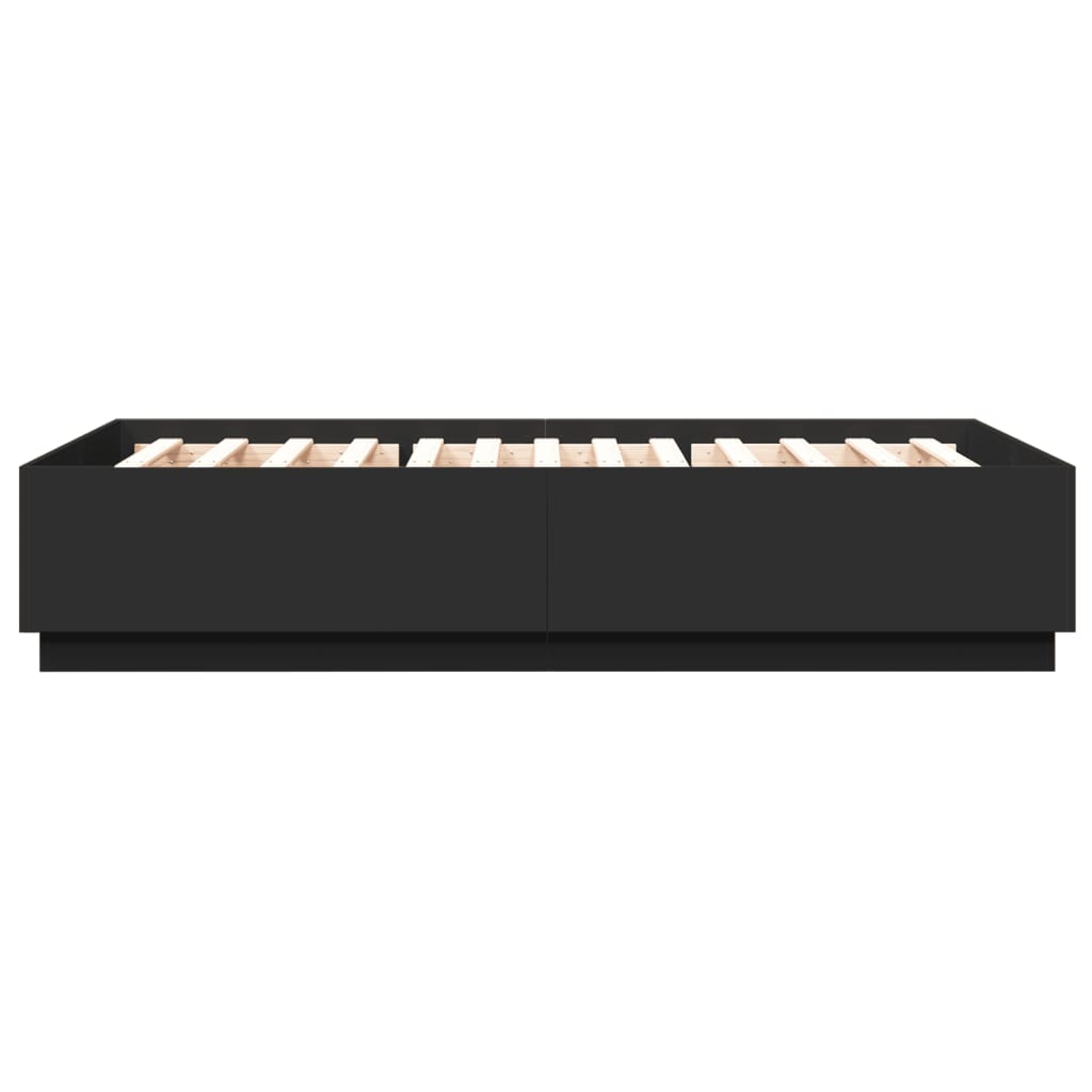 vidaXL Πλαίσιο Κρεβατιού με LED Μαύρο 150 x 200 εκ. Επεξεργ. Ξύλο