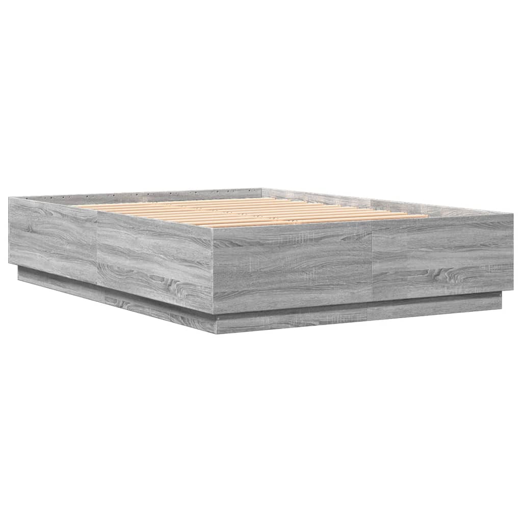 vidaXL Πλαίσιο Κρεβατιού με Φώτα LED Γκρι sonoma 120x200εκ. Επεξ. Ξύλο