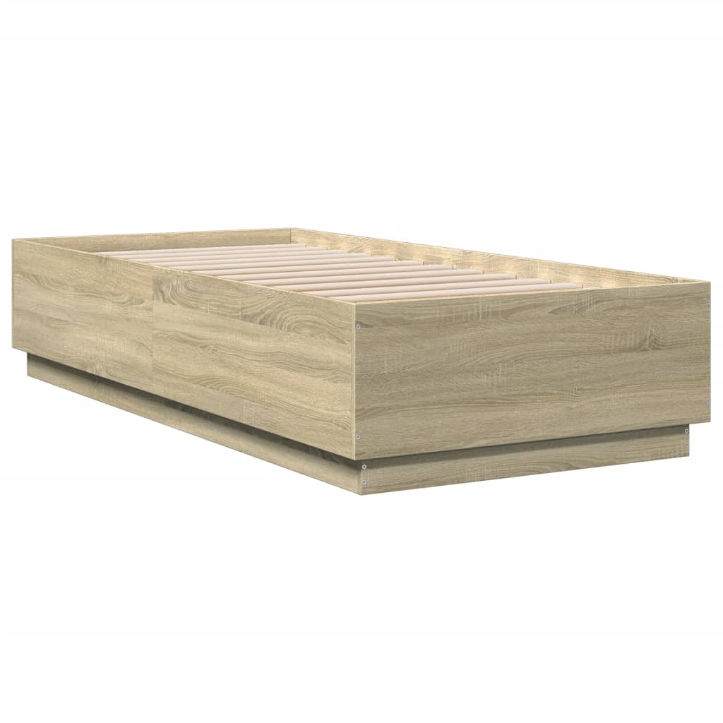 vidaXL Πλαίσιο Κρεβατιού με LED Sonoma Δρυς 100x200 εκ. Επεξεργ. Ξύλο