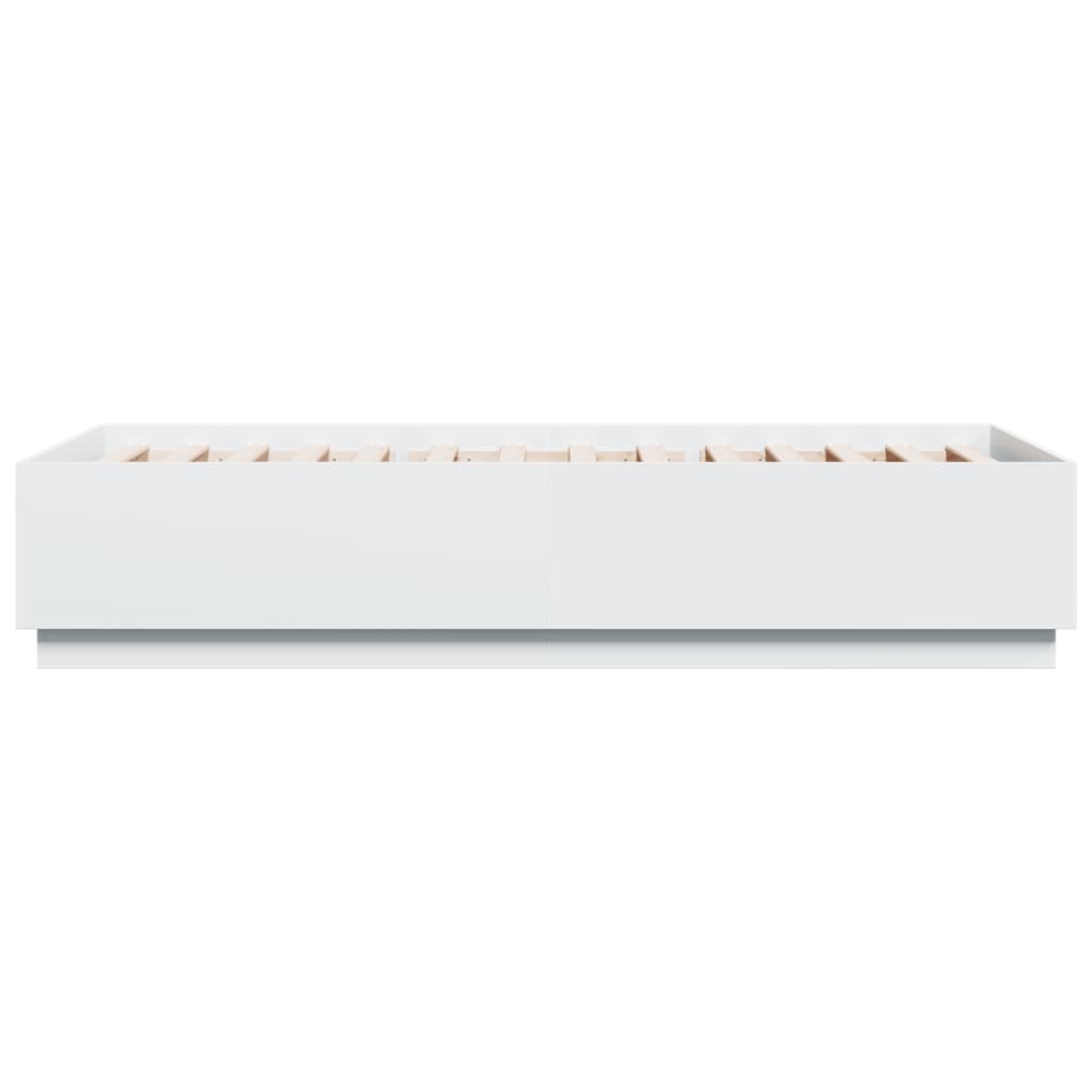 vidaXL Πλαίσιο Κρεβατιού με LED Λευκό 90 x 200 εκ. Επεξεργ. Ξύλο