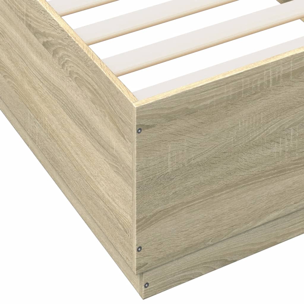 vidaXL Πλαίσιο Κρεβατιού με LED Sonoma Δρυς 90x200 εκ. Επεξεργ. Ξύλο