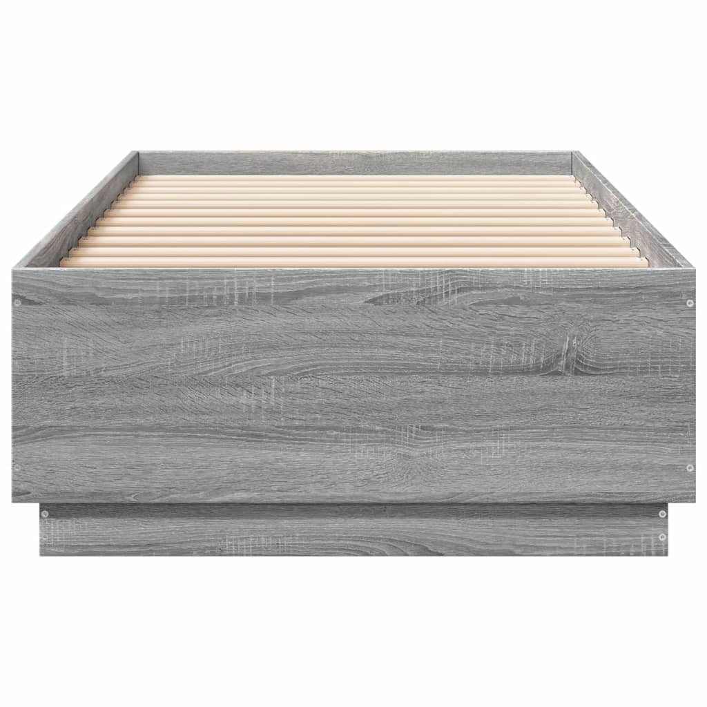 vidaXL Πλαίσιο Κρεβατιού με LED Γκρι Sonoma 90x200 εκ. Επεξεργ. Ξύλο