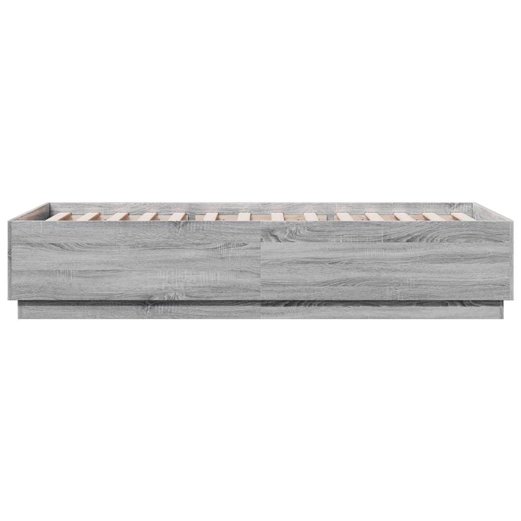 vidaXL Πλαίσιο Κρεβατιού με LED Γκρι Sonoma 90x200 εκ. Επεξεργ. Ξύλο