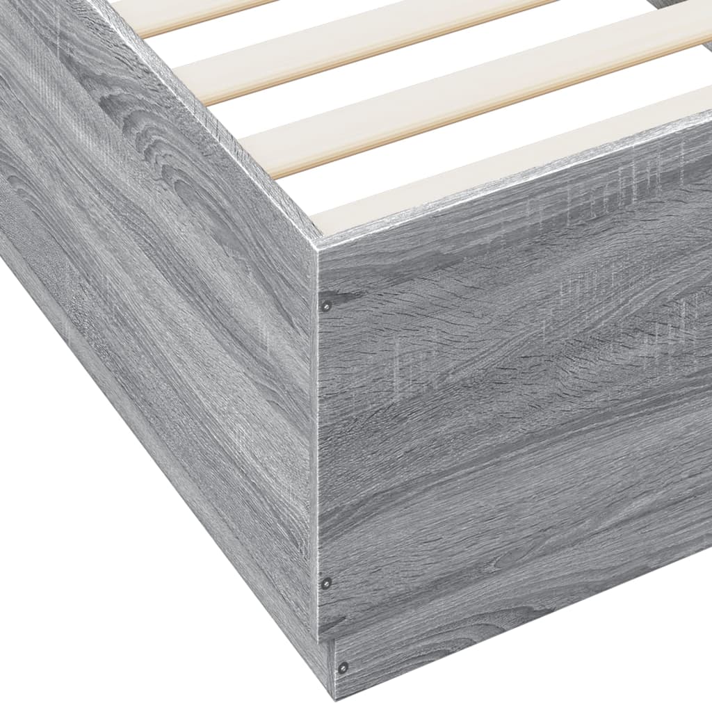 vidaXL Πλαίσιο Κρεβατιού με LED Γκρι Sonoma 90x200 εκ. Επεξεργ. Ξύλο