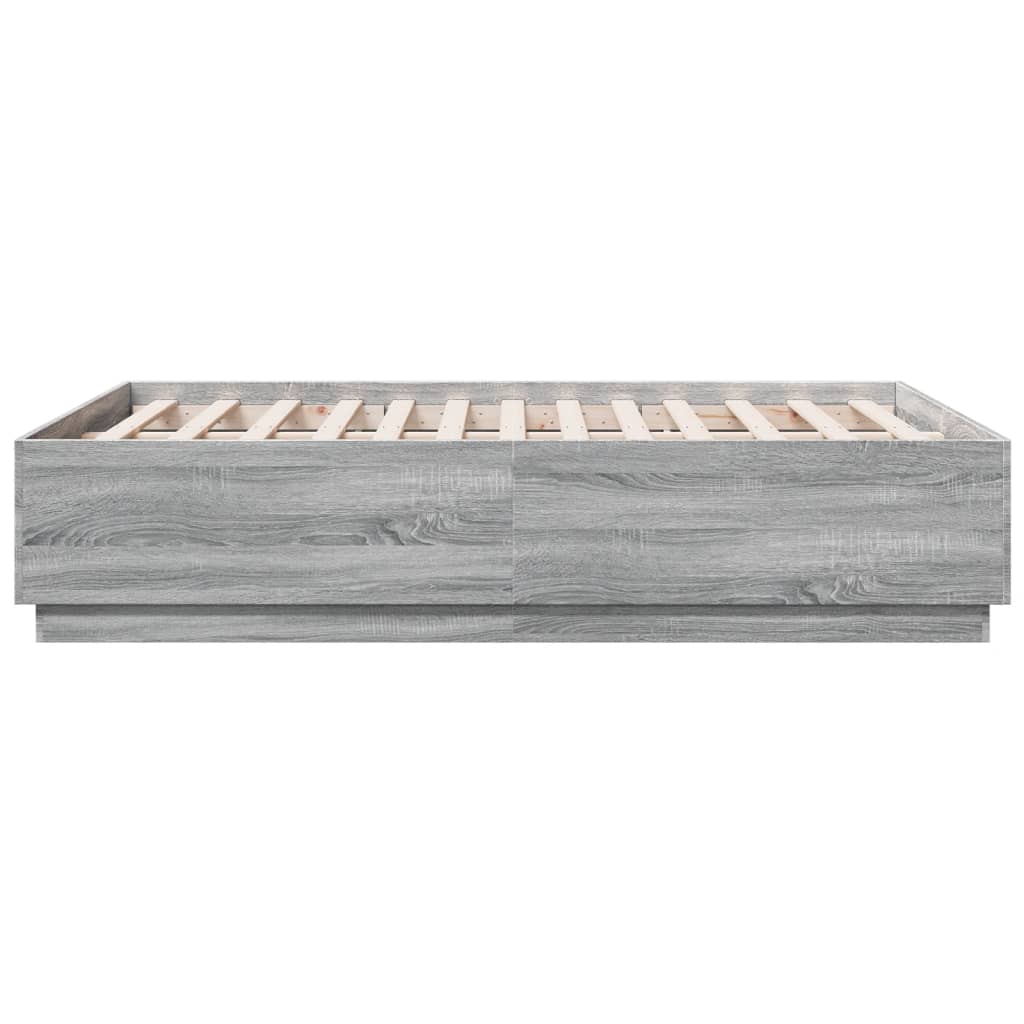 vidaXL Πλαίσιο Κρεβατιού με LED Γκρι Sonoma 135x190εκ. Επεξ. Ξύλο