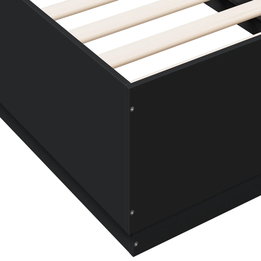 vidaXL Πλαίσιο Κρεβατιού με LED Μαύρο 90x190 εκ. Επεξ. Ξύλο