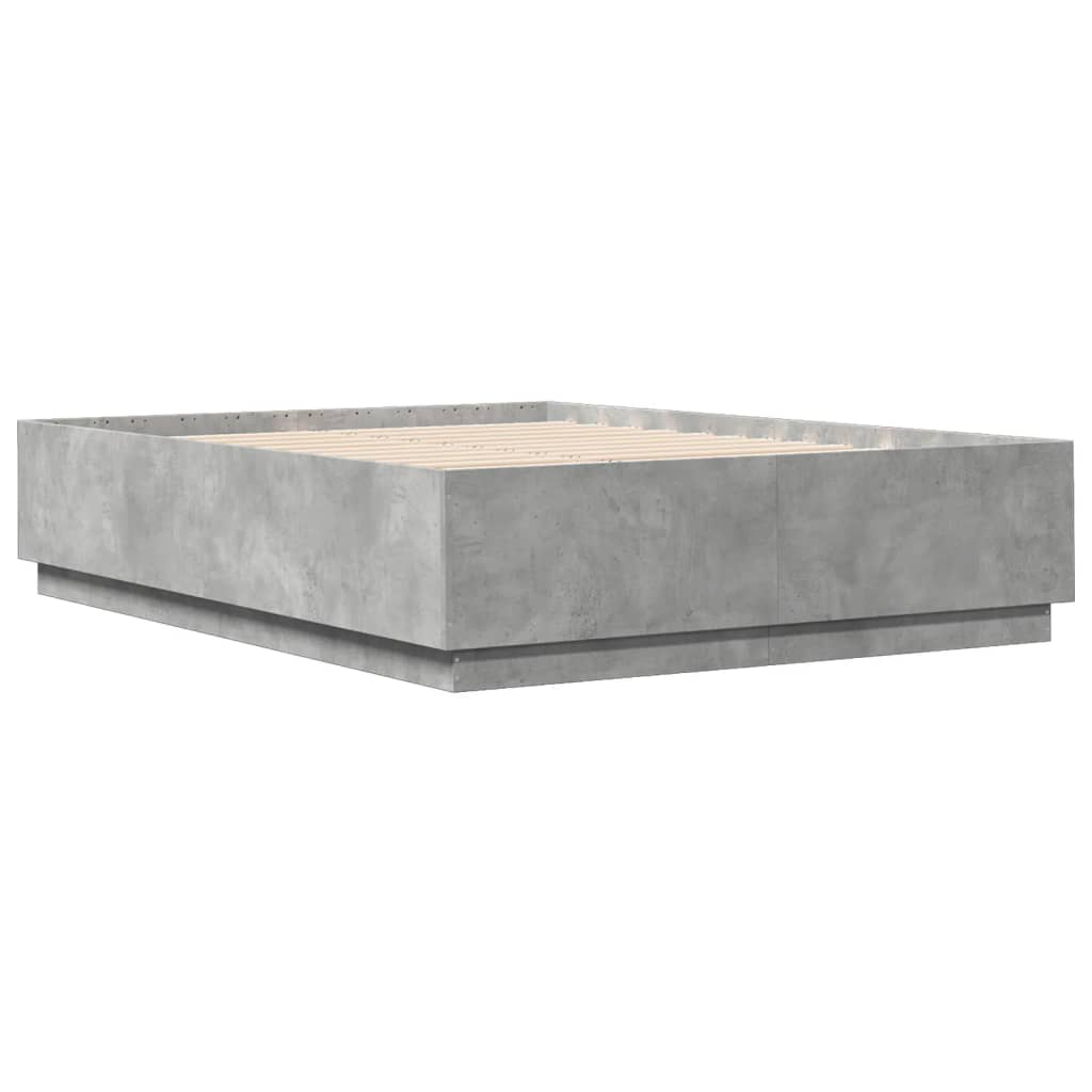 vidaXL Πλαίσιο Κρεβατιού Γκρι Σκυροδέματος 150x200 εκ. Επεξεργ. Ξύλο