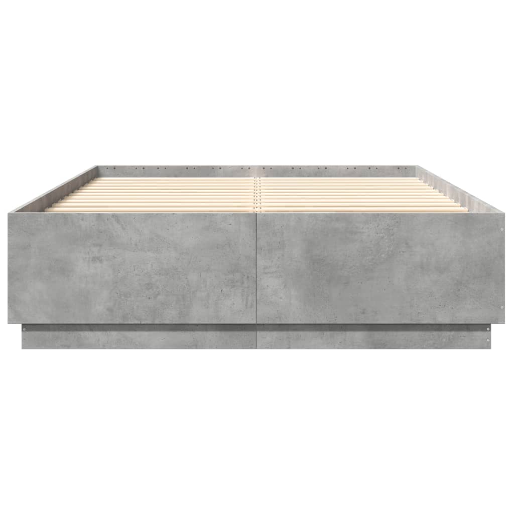 vidaXL Πλαίσιο Κρεβατιού Γκρι Σκυροδέματος 150x200 εκ. Επεξεργ. Ξύλο