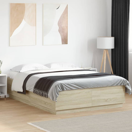 vidaXL Πλαίσιο Κρεβατιού Sonoma Δρυς 140x200 εκ. Επεξεργασμένο Ξύλο