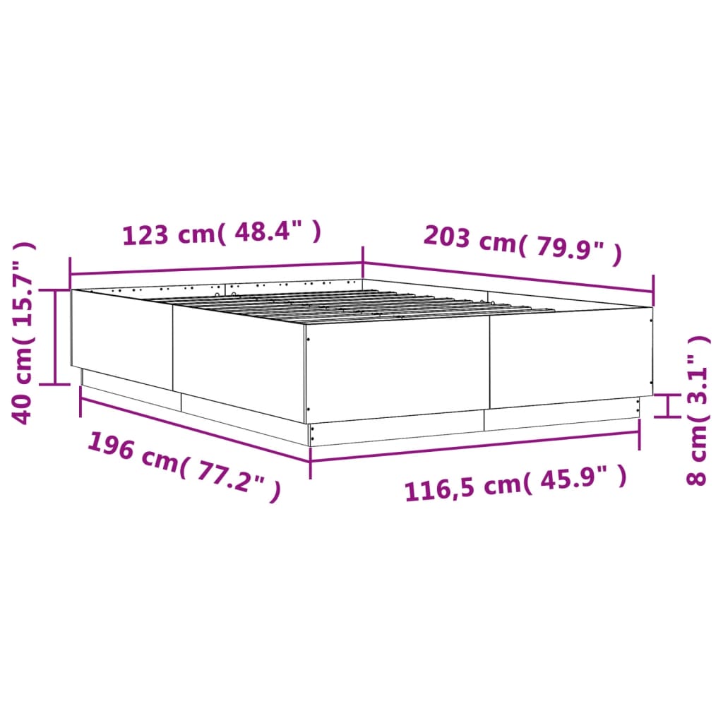 vidaXL Πλαίσιο Κρεβατιού Καπνιστή Δρυς 120x200 εκ. Επεξεργασμένο Ξύλο