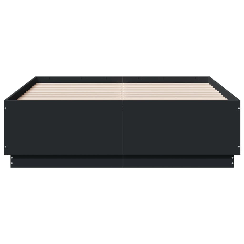 vidaXL Πλαίσιο Κρεβατιού Μαύρο 135x190 εκ. Επεξεργ. Ξύλο