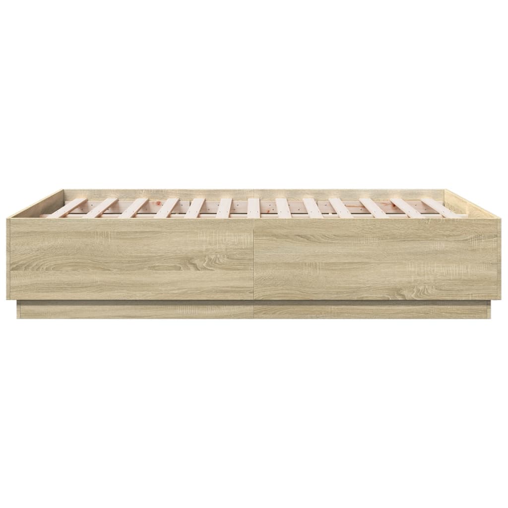 vidaXL Πλαίσιο Κρεβατιού Sonoma Δρυς 135x190 εκ. Επεξεργασμένο Ξύλο