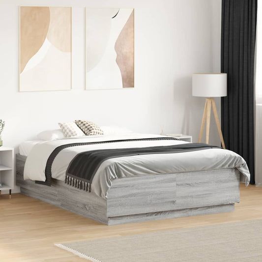 vidaXL Πλαίσιο Κρεβατιού Γκρι Sonoma 135x190 εκ. Επεξεργασμένο Ξύλο